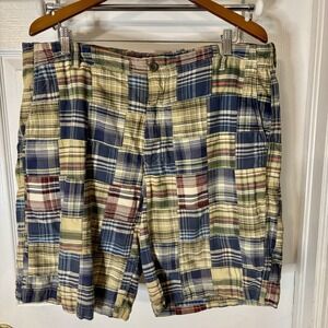 Izod Madras Mens Patchwork Plaid Golf Shorts Sz. 36  9.5" inseam Vintage Classic